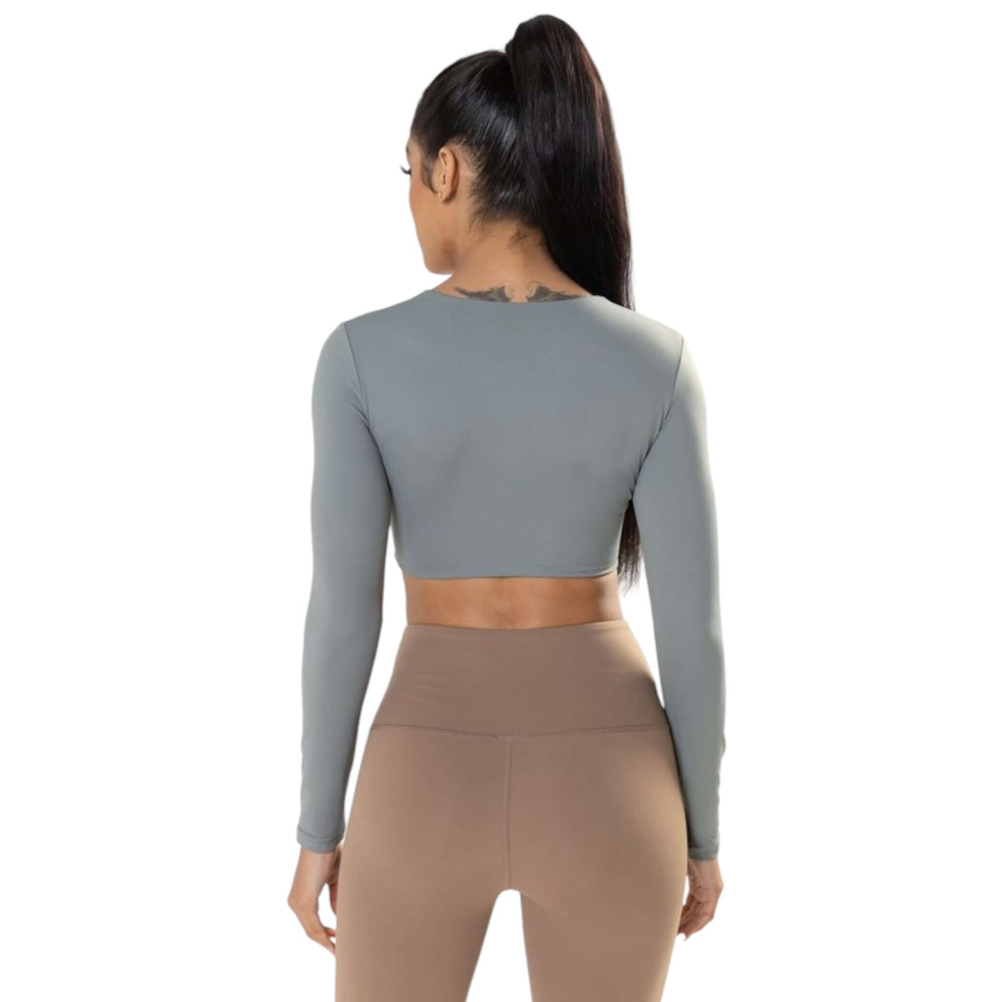 Grey Twist Knot Crop Top - VeLuxe Athletics 