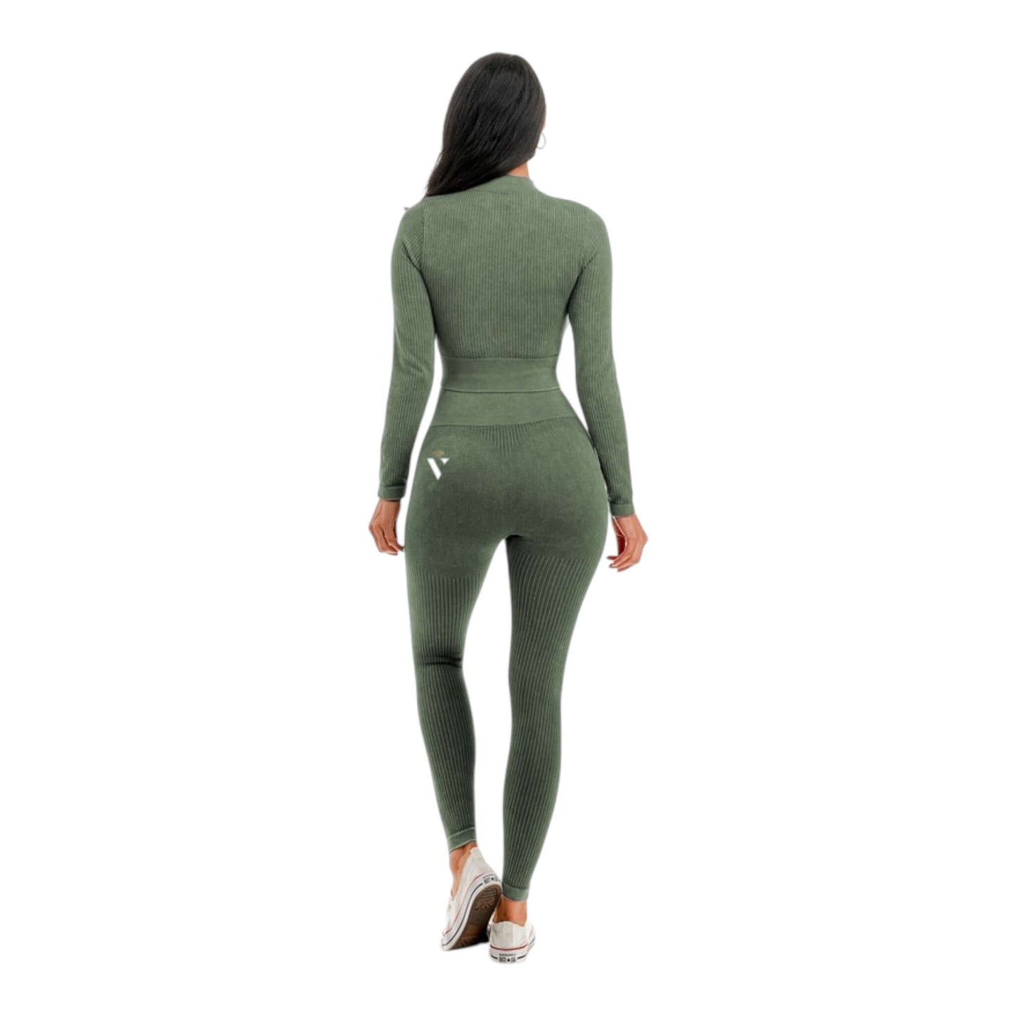 Green Crop Top Activewear Set - VeLuxe Athletics 