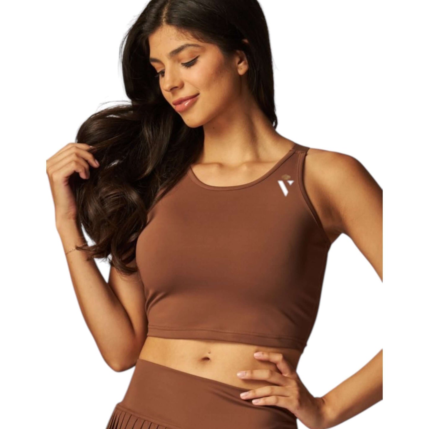 Brown Yoga Cross Back Bra - VeLuxe Athletics 