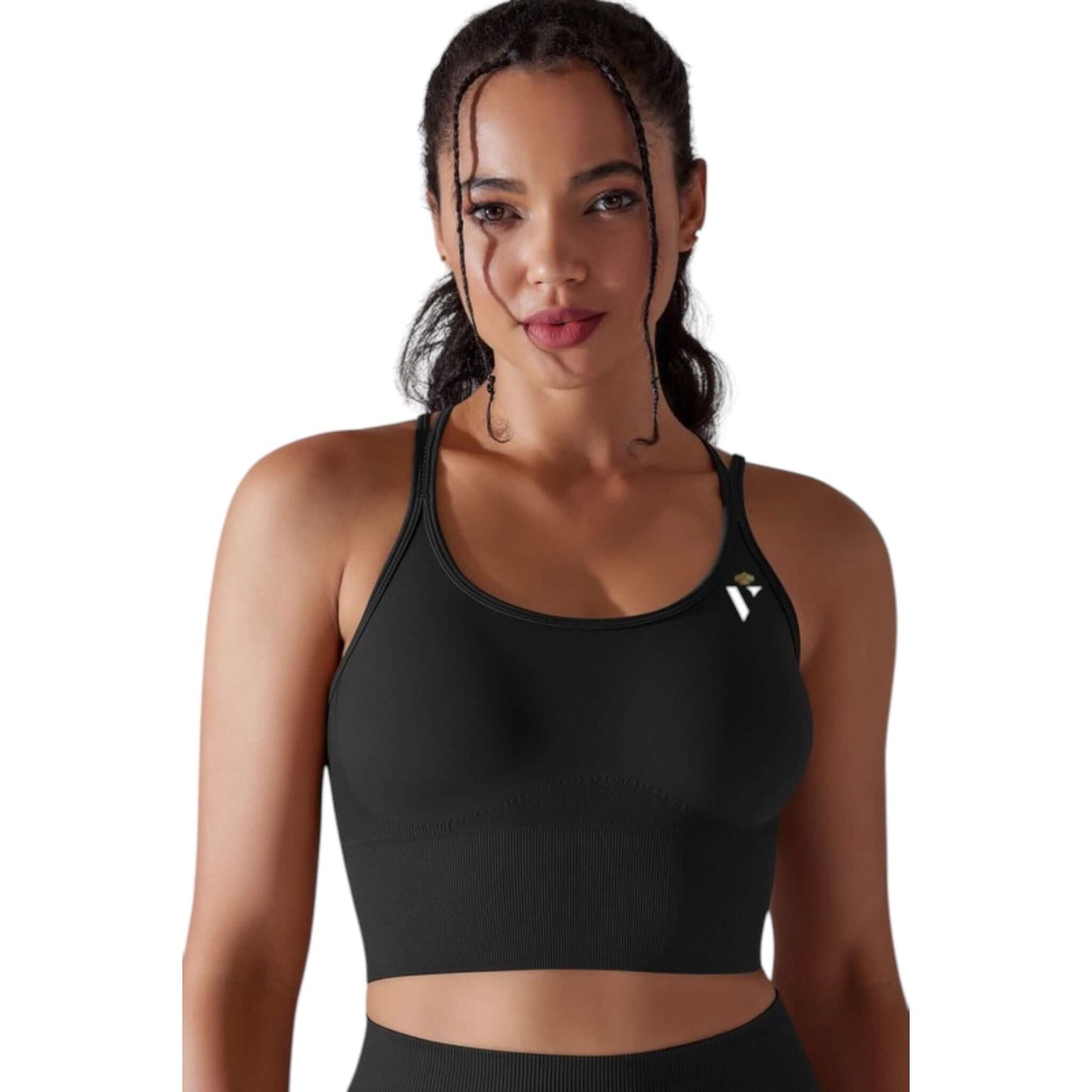 Black Strappy Back Sports Bra - VeLuxe Athletics 