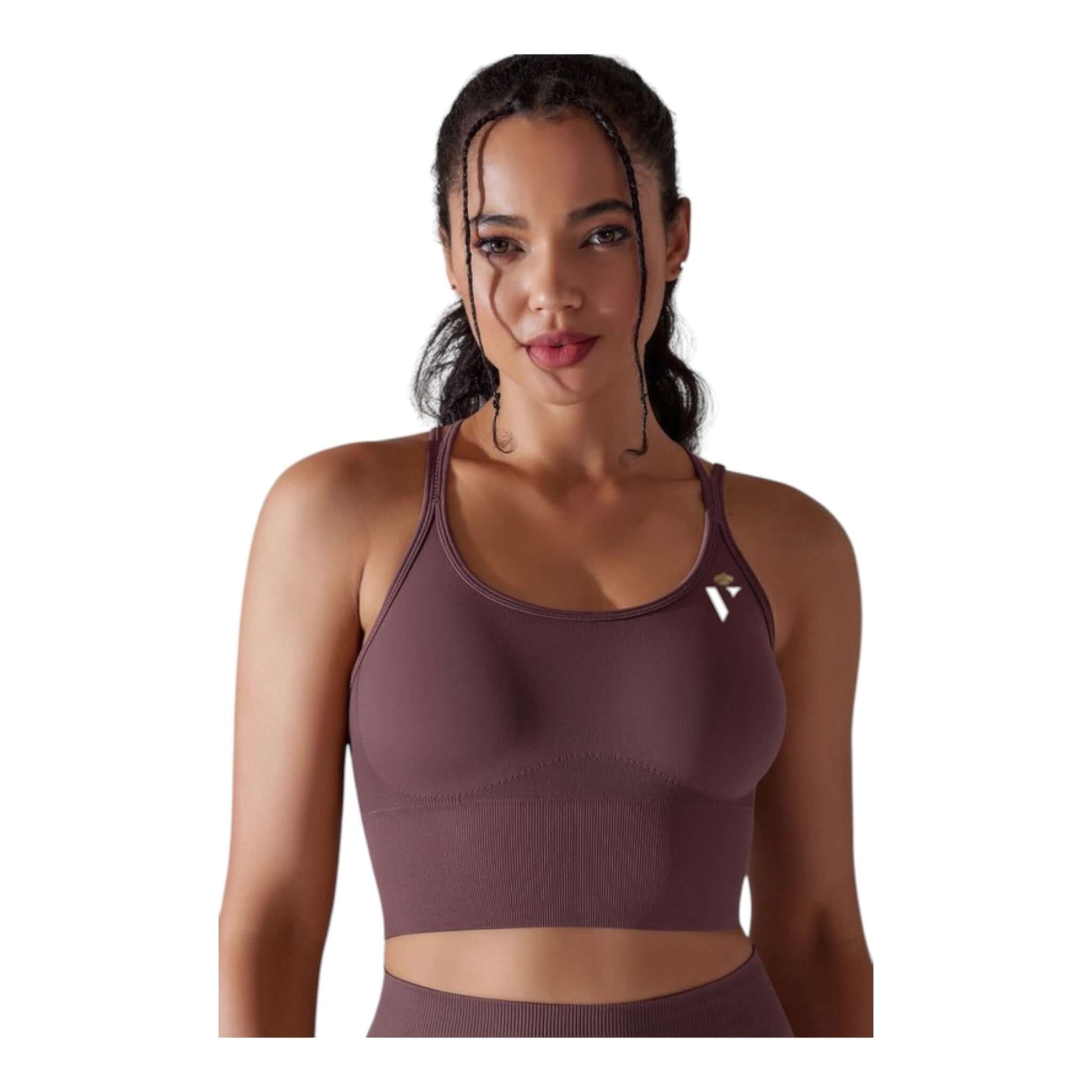 Plum Strappy Back Sports Bra - VeLuxe Athletics 