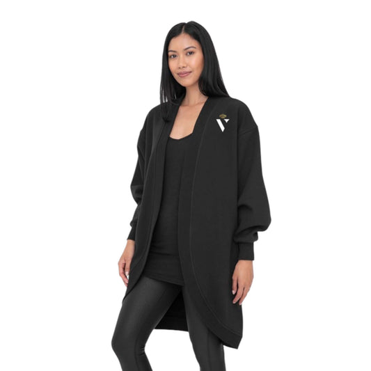 Black Open Front Cardigan - VeLuxe Athletics 