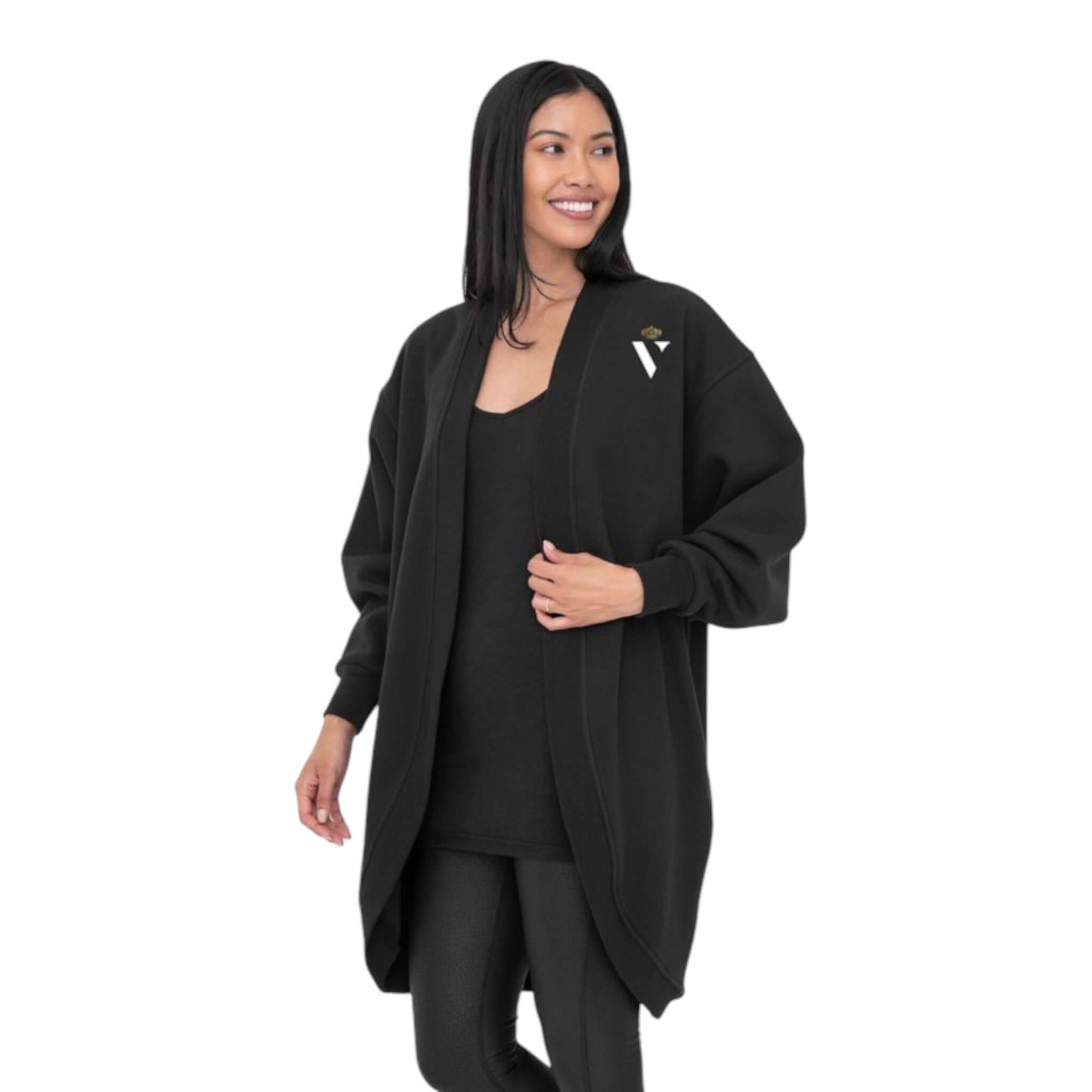 Black Open Front Cardigan - VeLuxe Athletics 