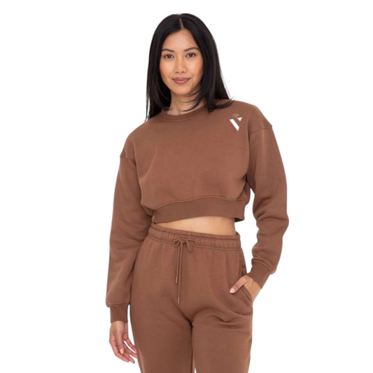 Brown Cropped Fleece Sweatshirt - VeLuxe Athletics 