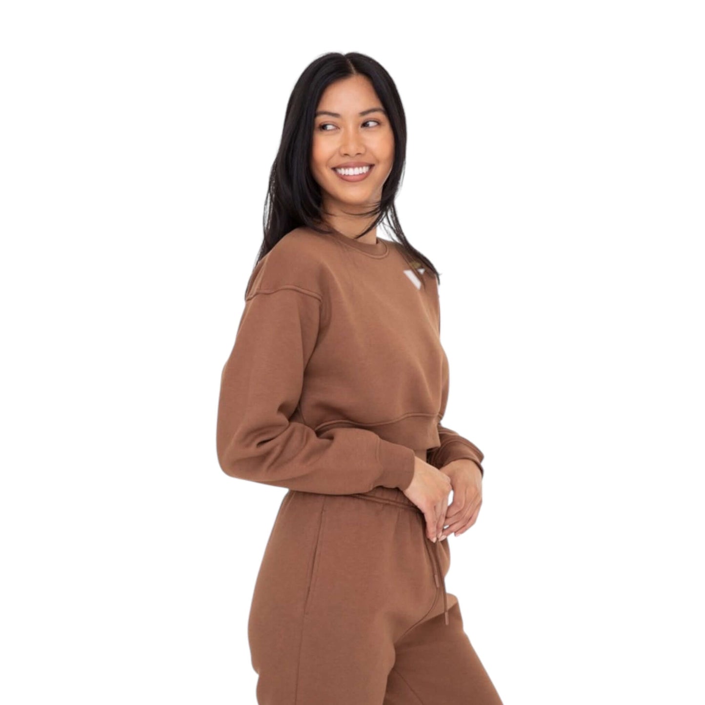 Brown Cropped Fleece Sweatshirt - VeLuxe Athletics 