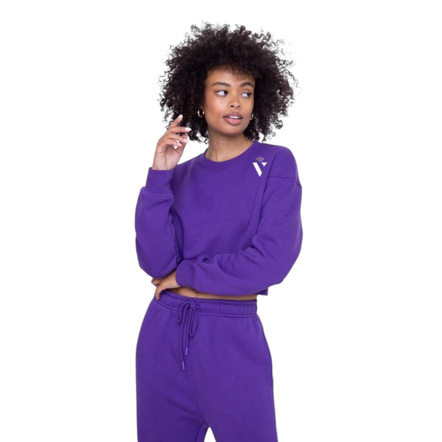 Purple Cropped Fleece Sweatshirt - VeLuxe Athletics 