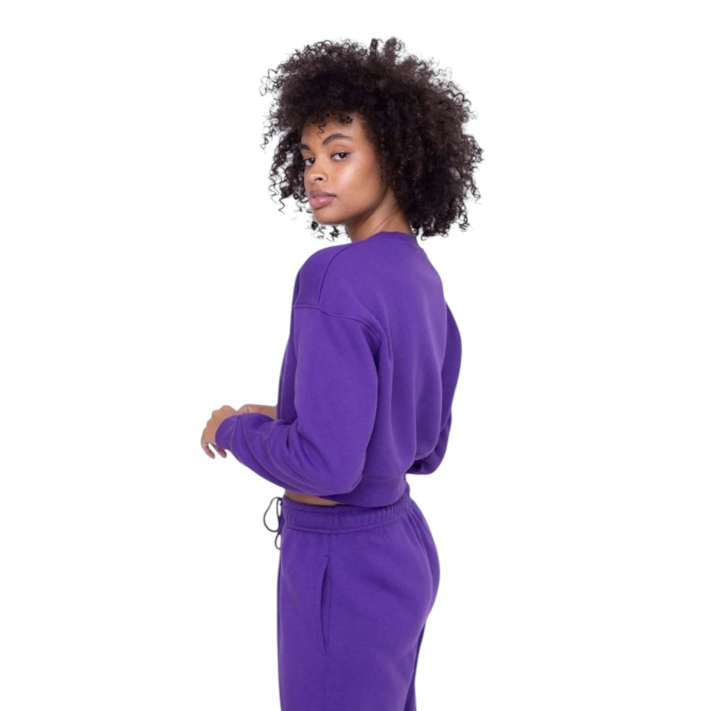 Purple Cropped Fleece Sweatshirt - VeLuxe Athletics 