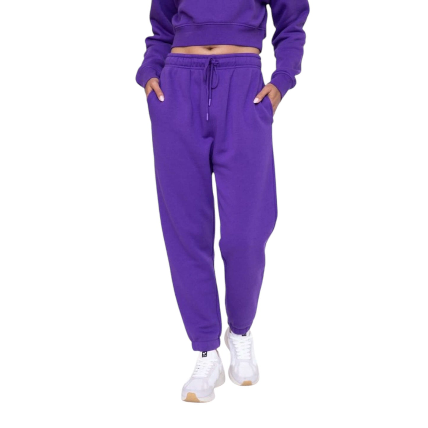 Purple Cropped Fleece Sweats - VeLuxe Athletics 