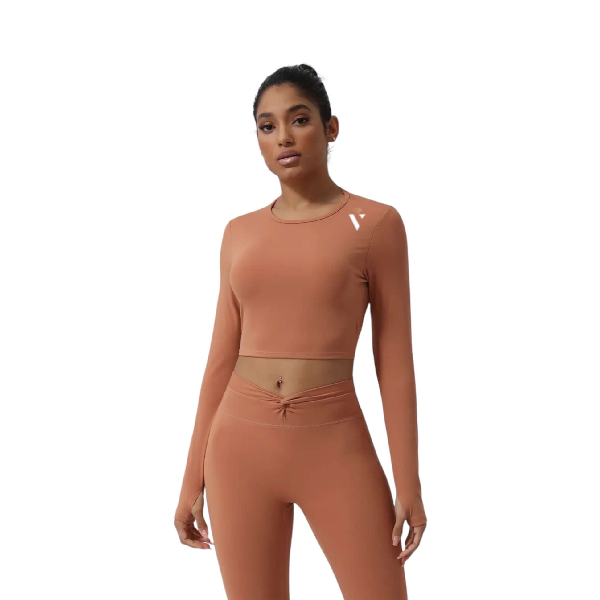 Bronze Twist Back Crop Top - VeLuxe Athletics 