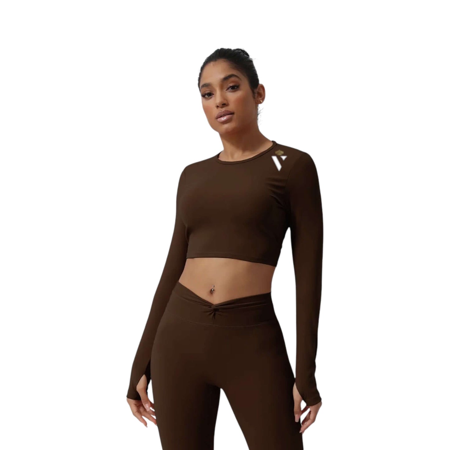 Brown Twist Back Crop Top - VeLuxe Athletics 