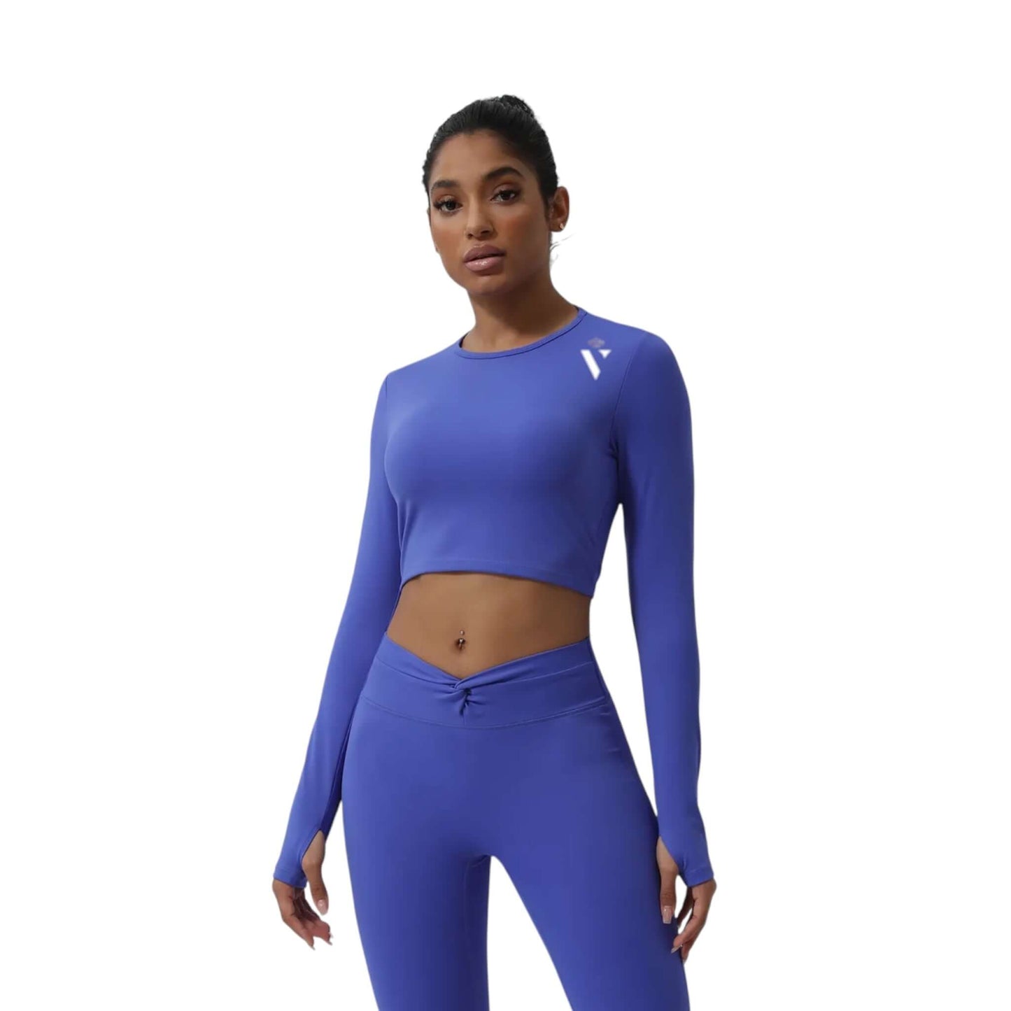 Blue Twist Back Crop Top - VeLuxe Athletics 