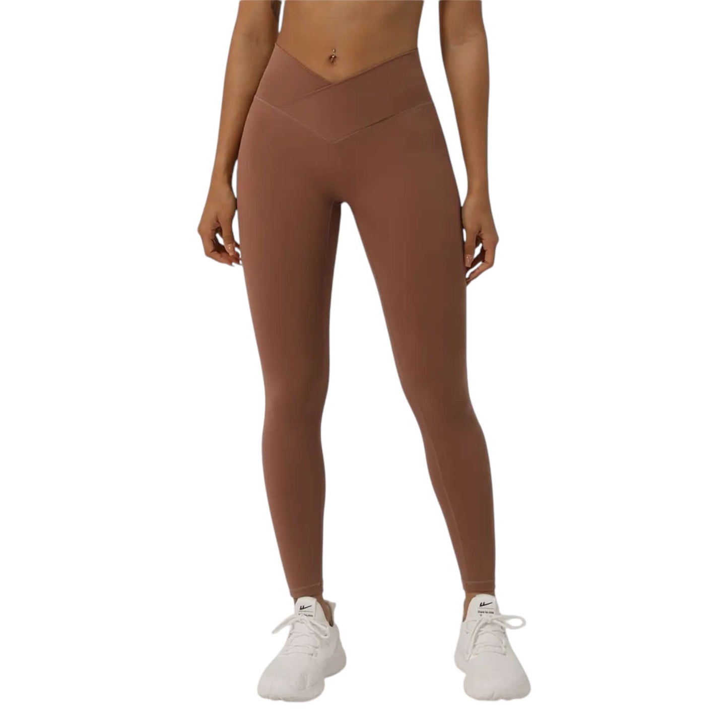 Bronze V Cross Waist Leggings - VeLuxe Athletics 