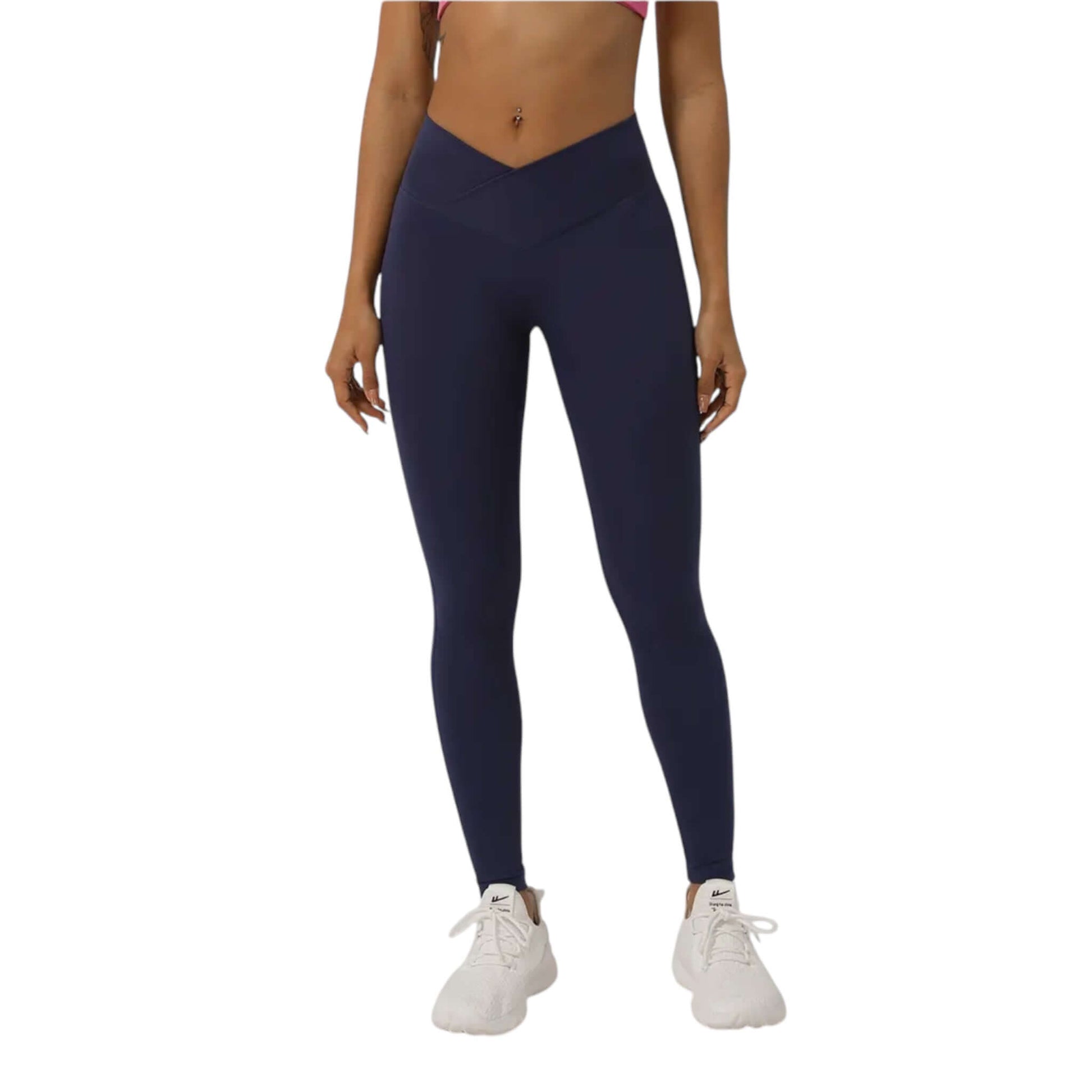 Blue V Cross Waist Leggings - VeLuxe Athletics 