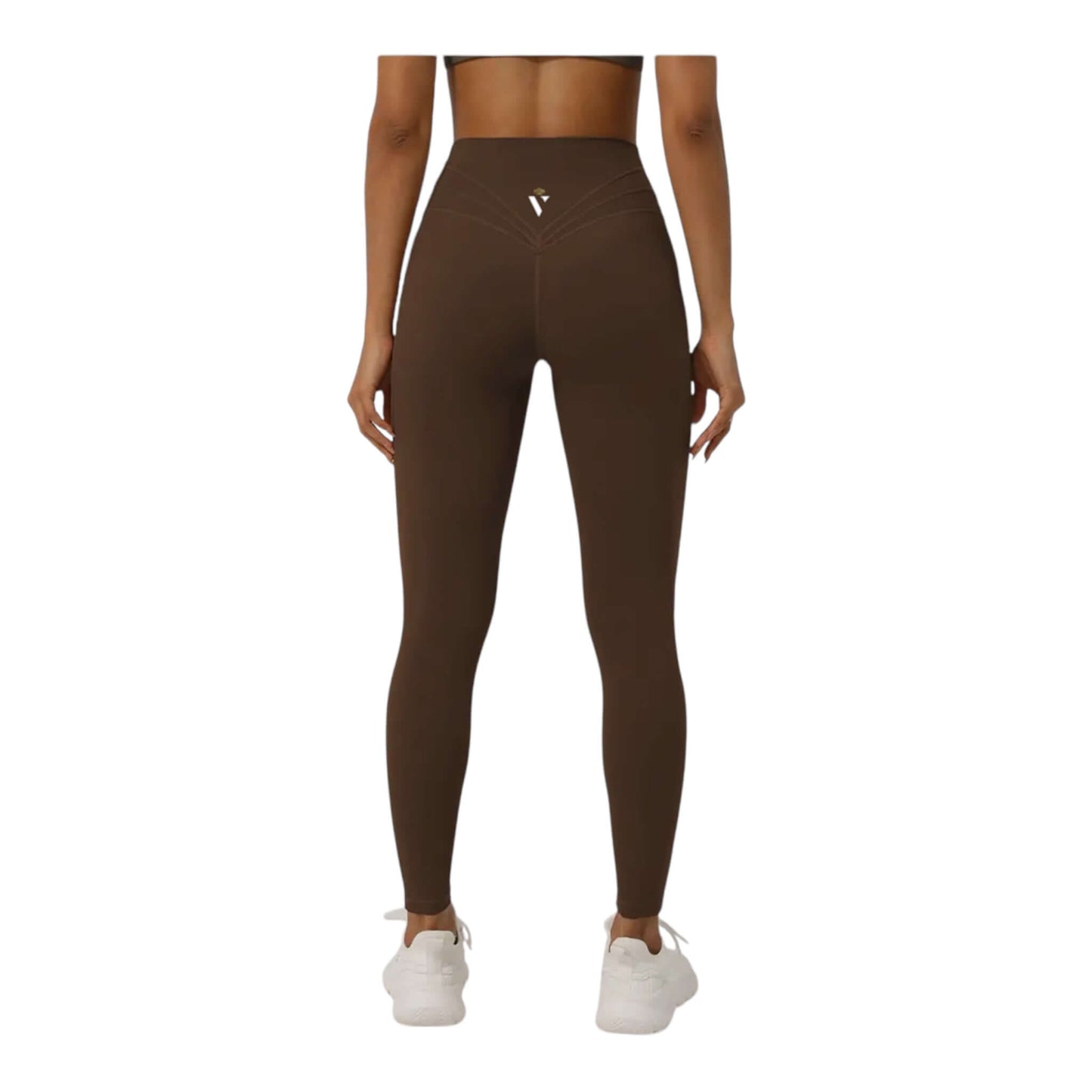 Brown V Cross Waist Leggings - VeLuxe Athletics 