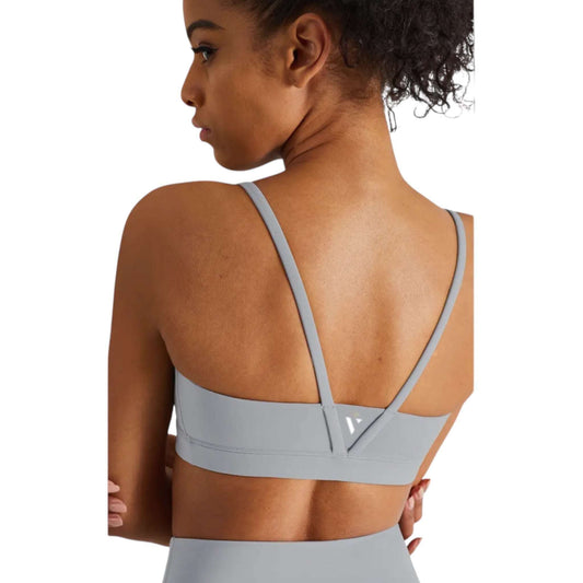 Gray V Back Sports Bra - VeLuxe Athletics 