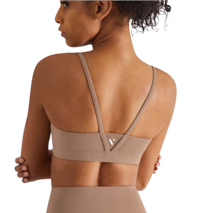 Brown V Back Sports Bra - VeLuxe Athletics 