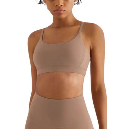 Brown V Back Sports Bra - VeLuxe Athletics 