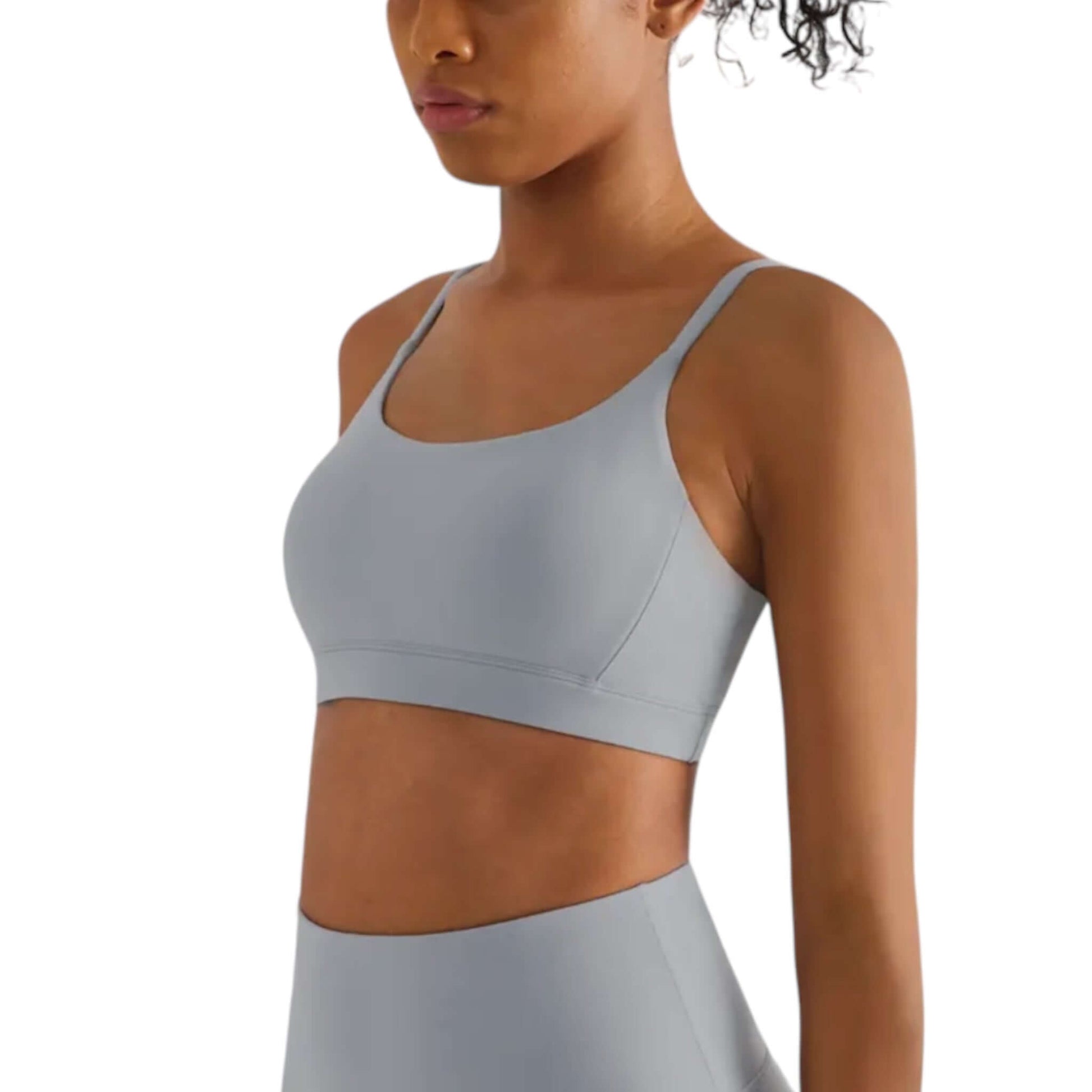 Gray V Back Sports Bra - VeLuxe Athletics 