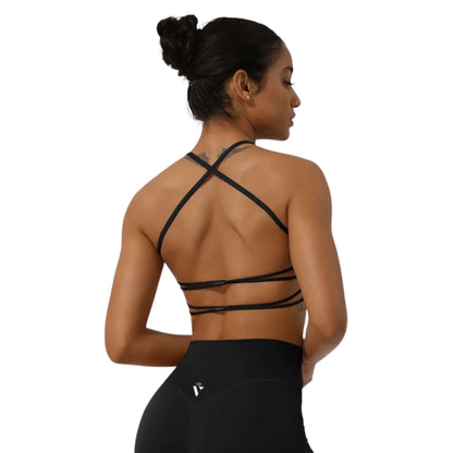 Black Cross Back Beauty Bra - VeLuxe Athletics 