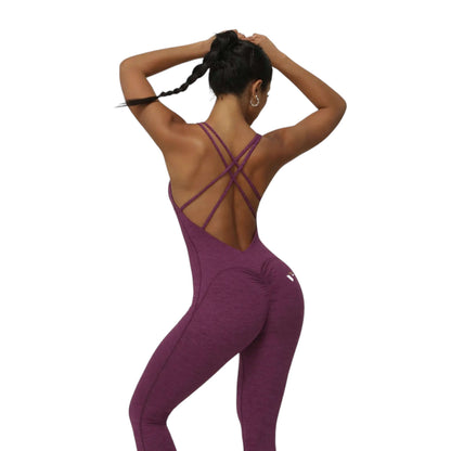 Plum Cross Back Jumpsuit - VeLuxe Athletics 