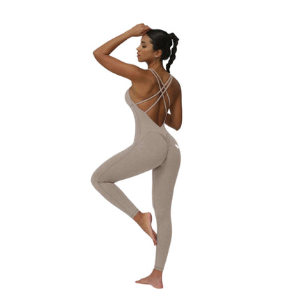 Cream Cross Back Jumpsuit - VeLuxe Athletics 