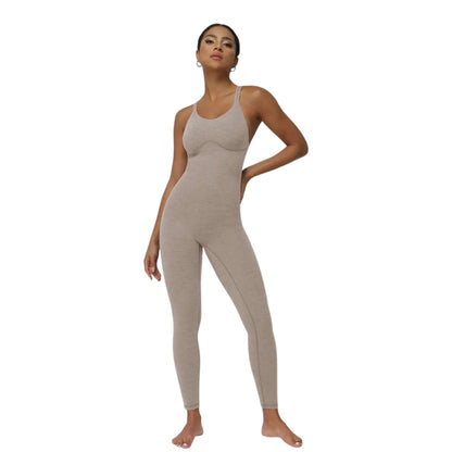 Cream Cross Back Jumpsuit - VeLuxe Athletics 