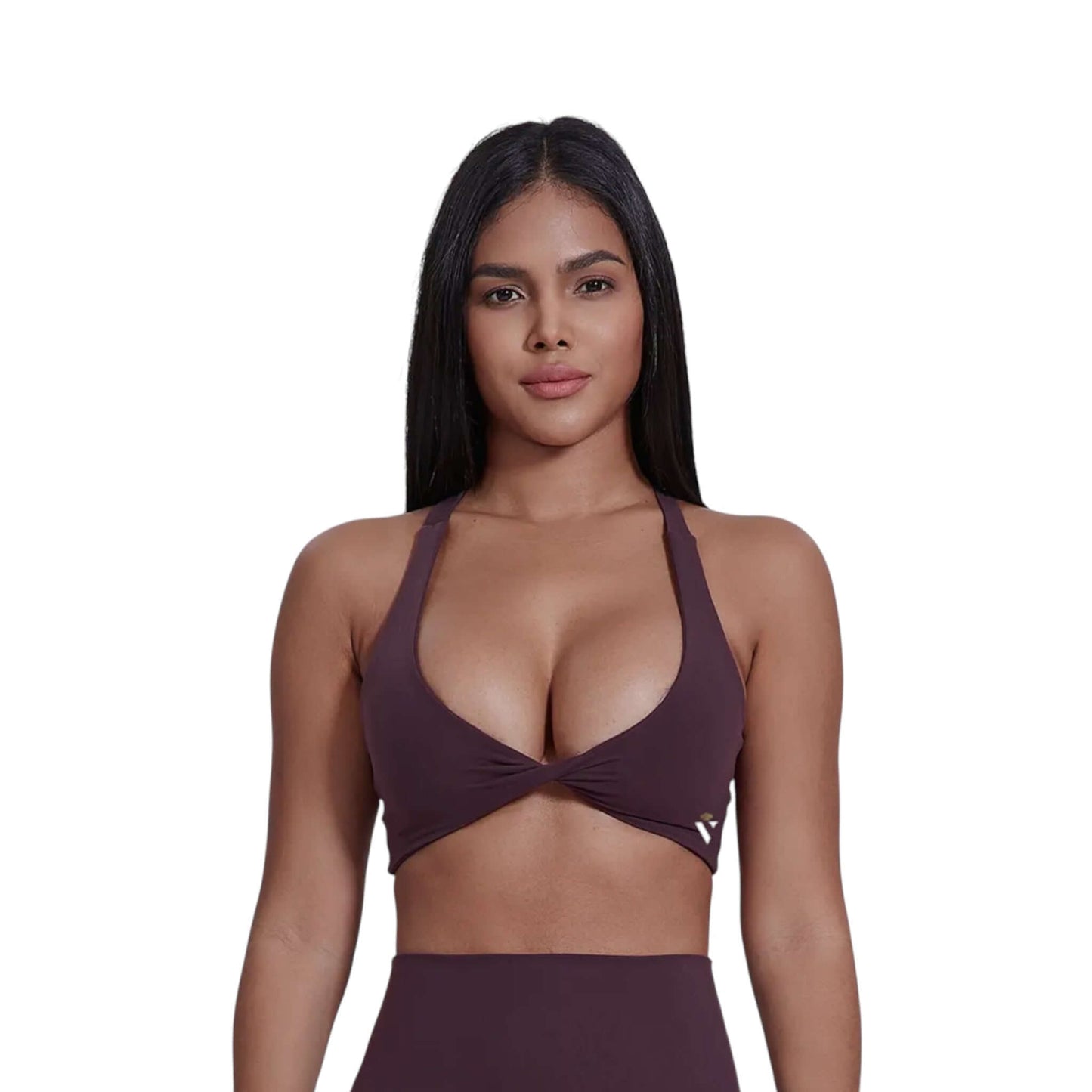 Plum Twist Front Backless Sports Bra - VeLuxe Athletics 