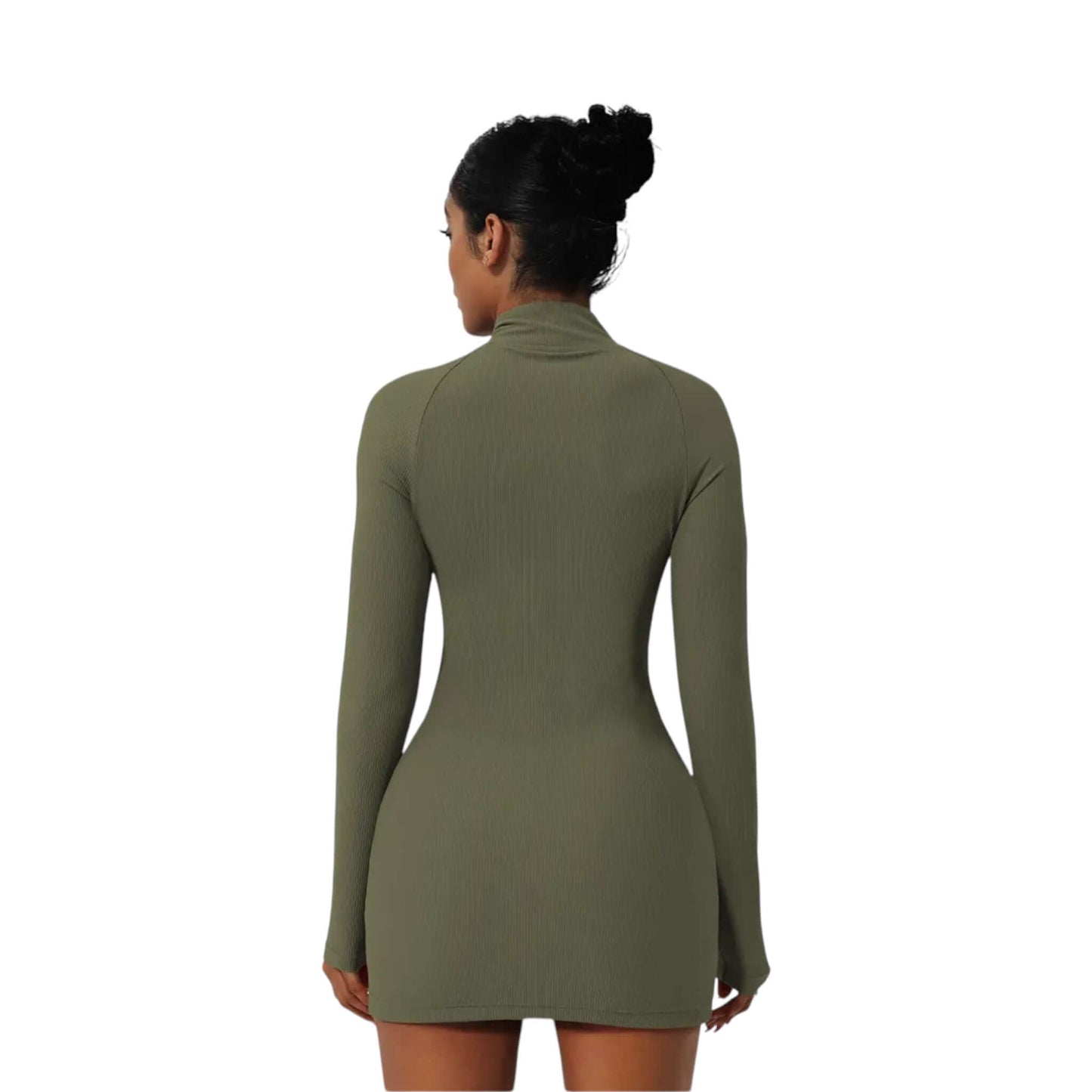 Green Zip Front Yoga Dress - VeLuxe Athletics 