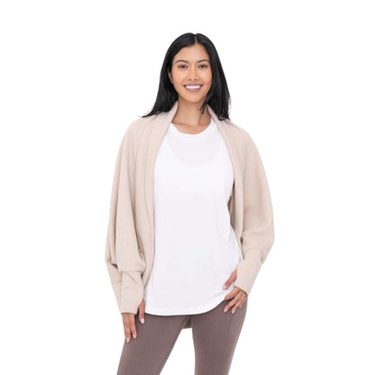 Cream Open Front Shawl - VeLuxe Athletics 