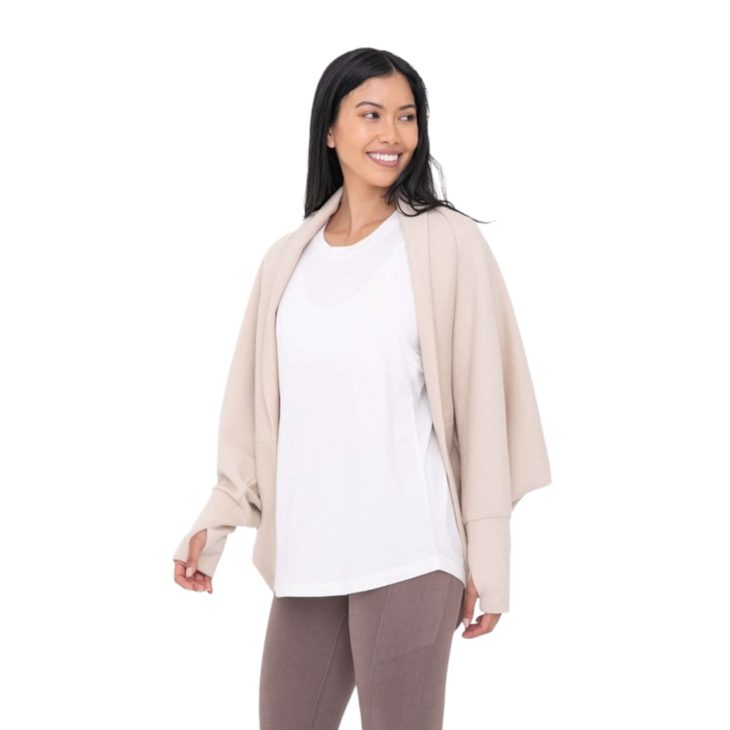 Cream Open Front Shawl - VeLuxe Athletics 