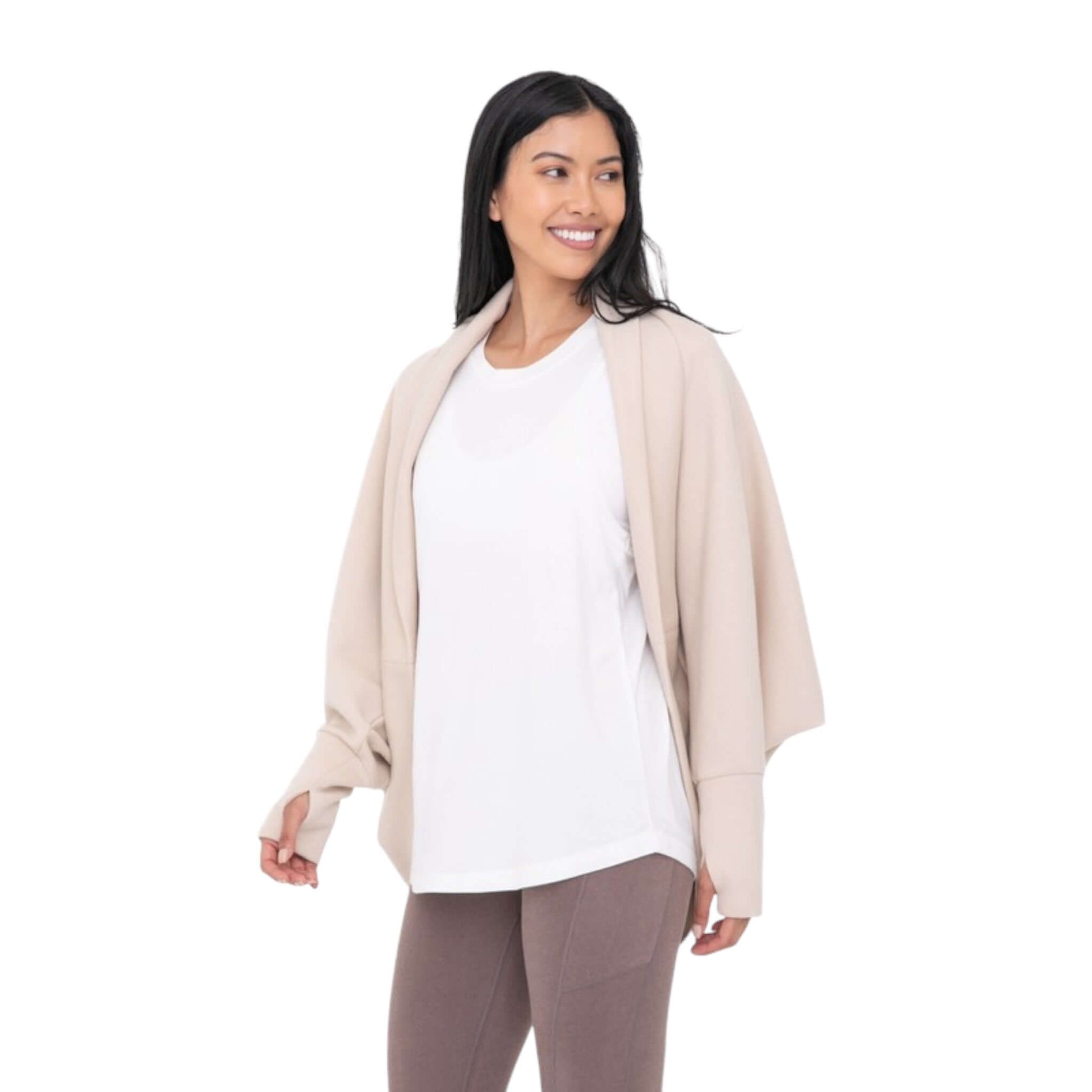 Cream Open Front Shawl - VeLuxe Athletics 