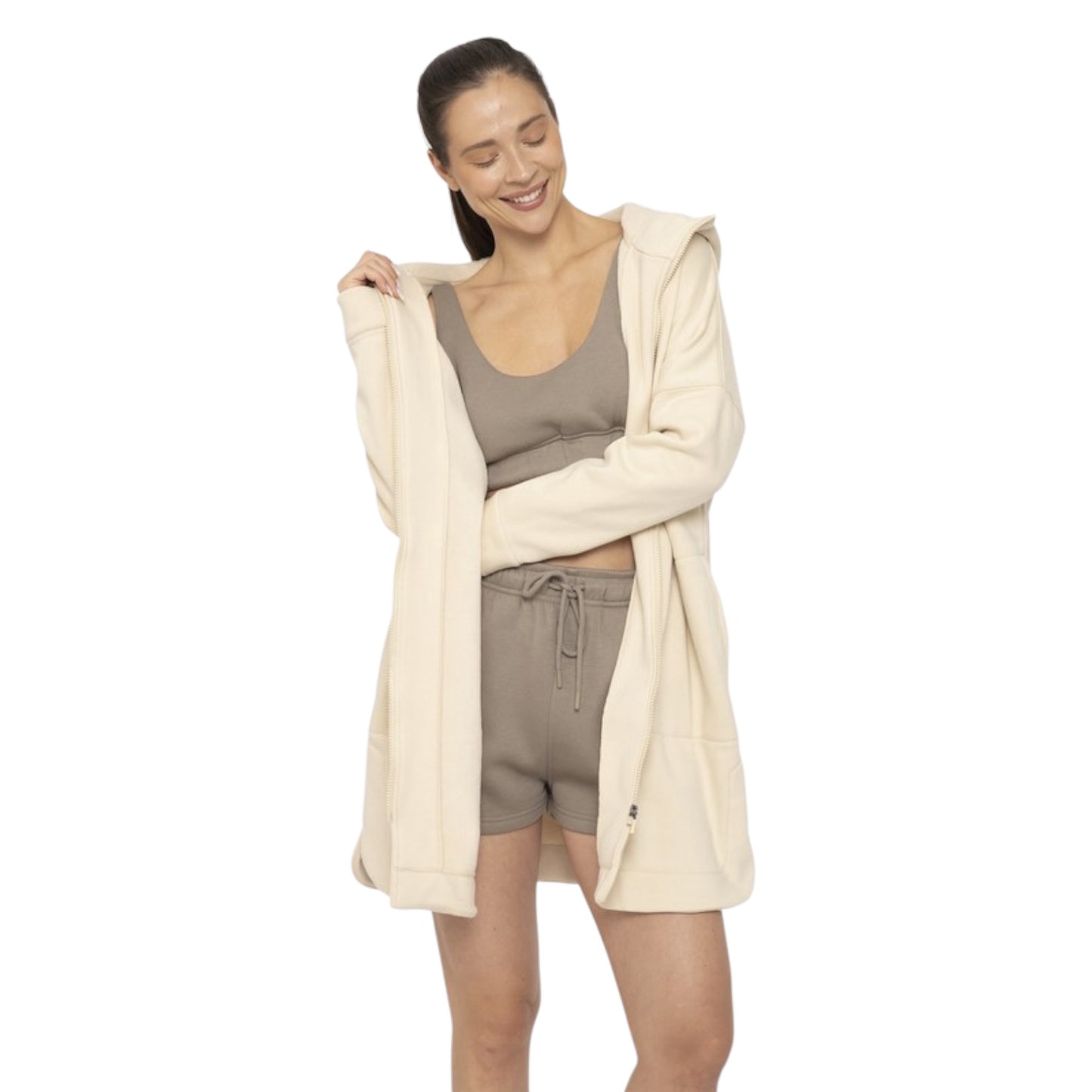 Versatile Hoodie Jacket - Cream