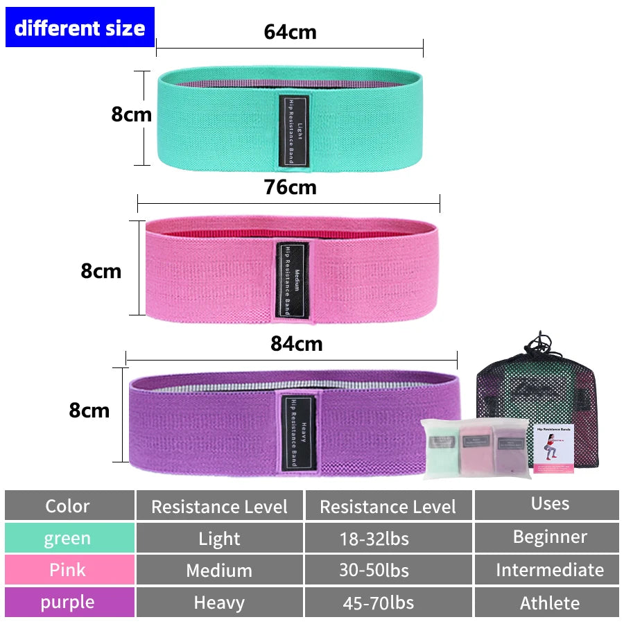 Fabric Resistance Hip Booty Bands Glute Thigh Elastic Workout Bands Squat Circle Stretch Fitness Strips Loops Yoga Gym Equipment - VeLuxe Athletics 